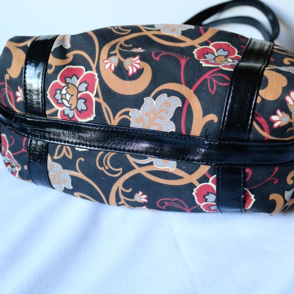 MaggiB Floral Handbag Crossbody Hobo Bag Purse Black Red Yellow - Picture 5 of 10